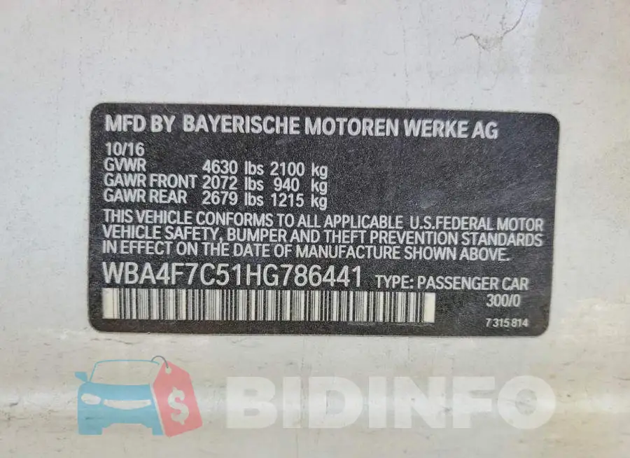 WBA4F7C51HG786441 Photo# 14