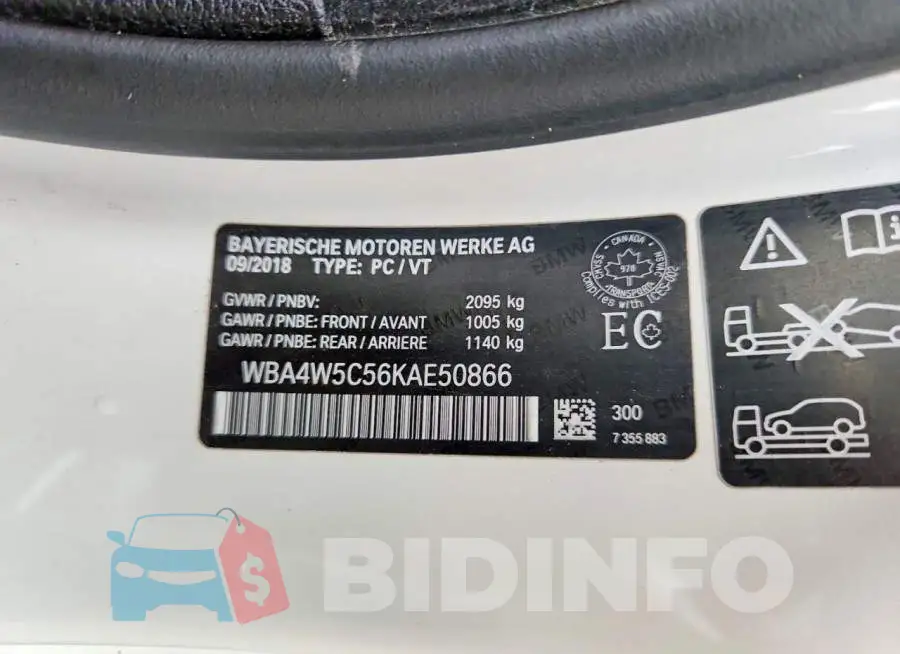 WBA4W5C56KAE50866 Photo# 13