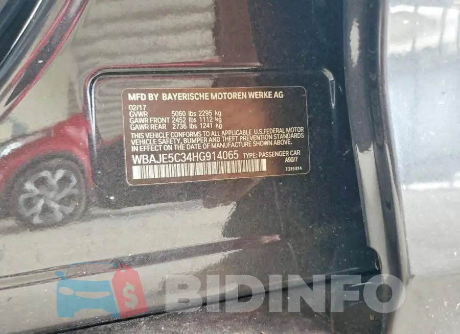 WBAJE5C34HG914065 Photo# 12
