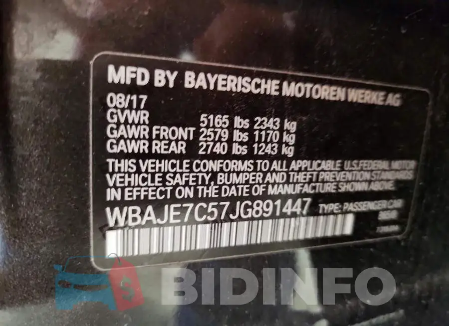 WBAJE7C57JG891447 Photo# 12