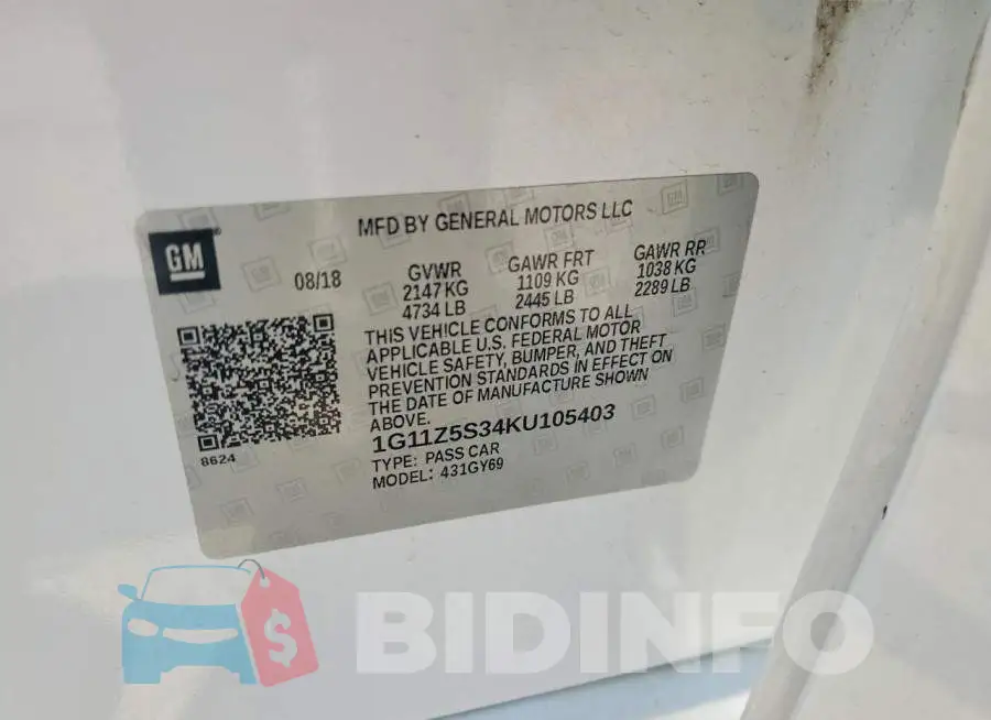 1G11Z5S34KU105403 Photo# 13