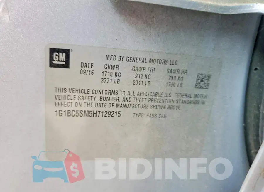1G1BC5SM5H7129215 Photo# 12