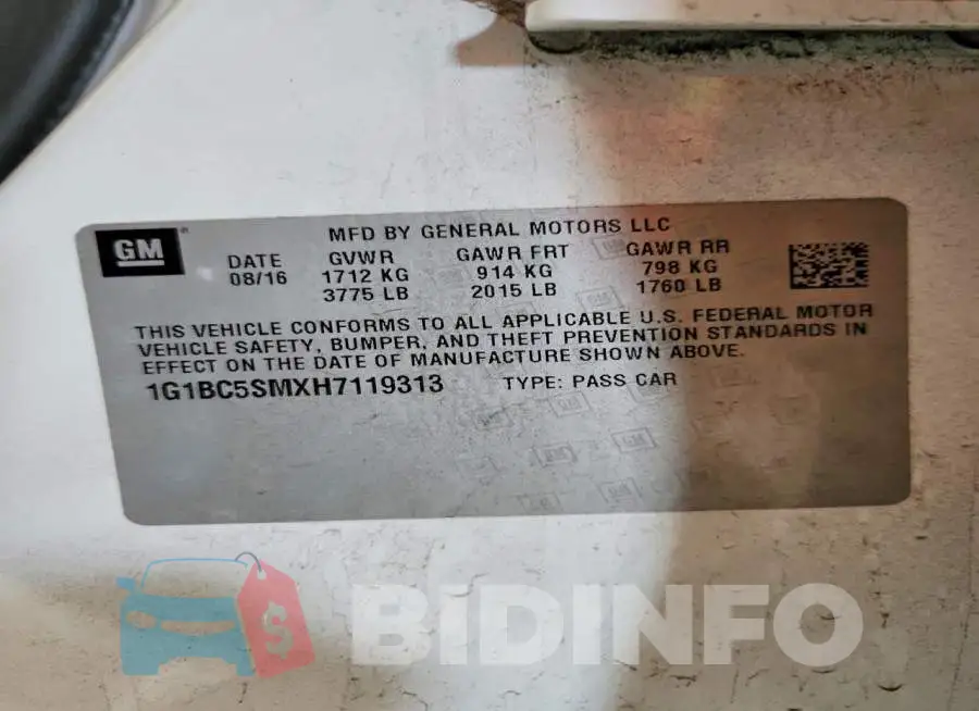 1G1BC5SMXH7119313 Photo# 12
