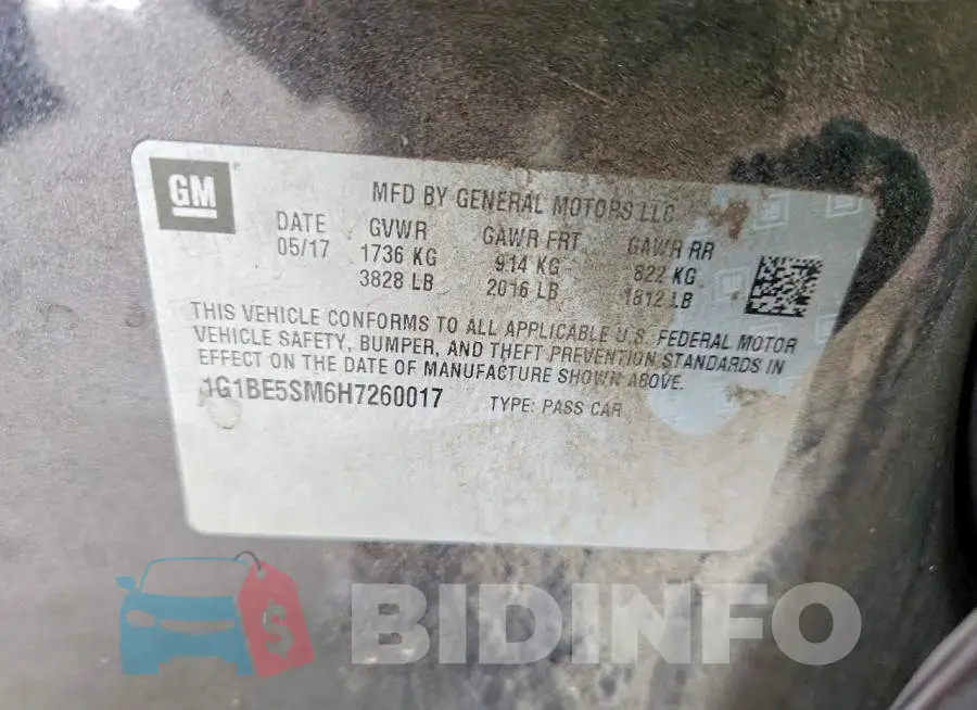 1G1BE5SM6H7260017 Photo# 12