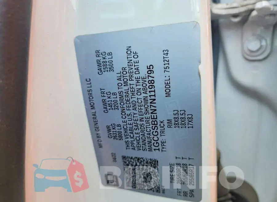 1GCGSBEN7N1198795 Photo# 12