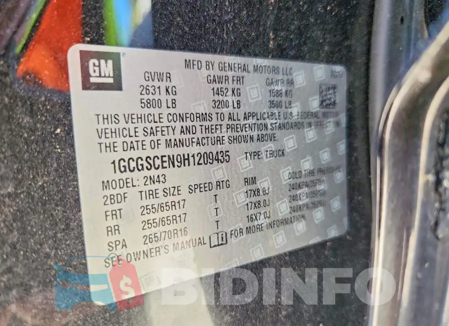1GCGSCEN9H1209435 Photo# 13