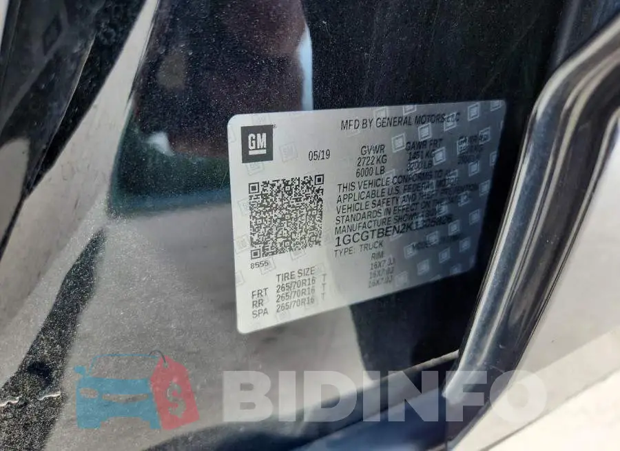 1GCGTBEN2K1305826 Photo# 12