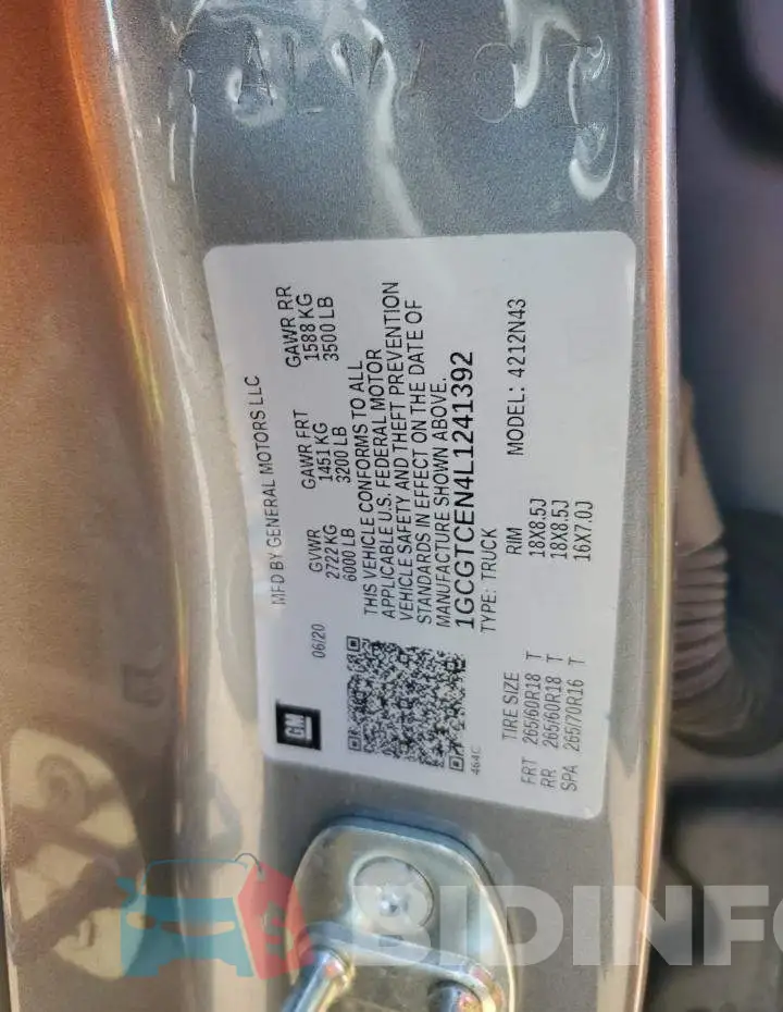 1GCGTCEN4L1241392 Photo# 12