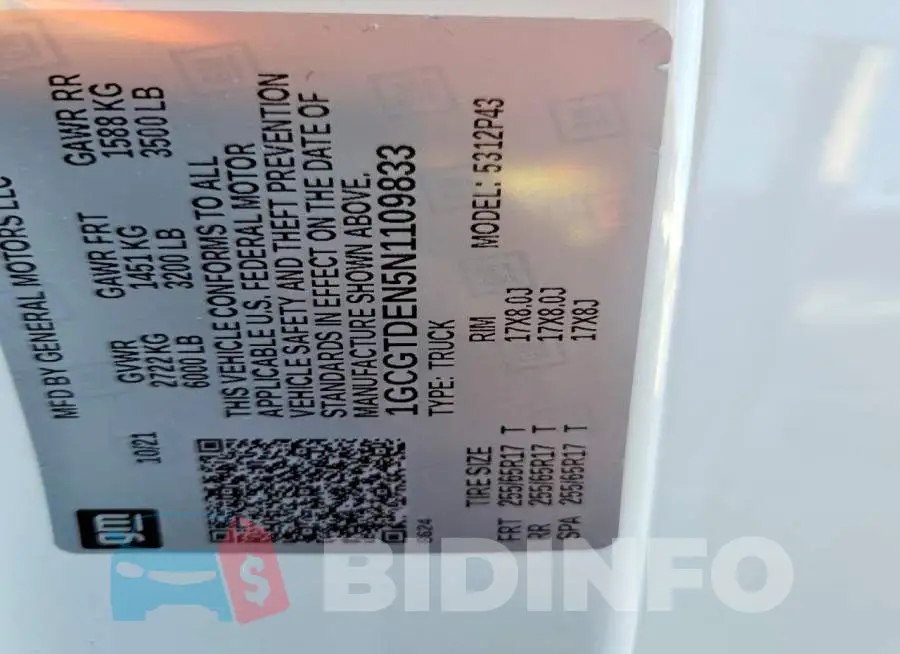 1GCGTDEN5N1109833 Photo# 12