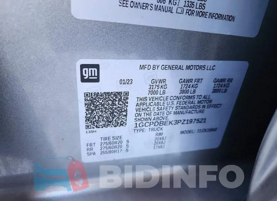 1GCPDBEK3PZ197521 Photo# 12