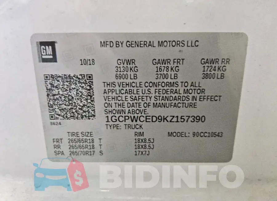 1GCPWCED9KZ157390 Photo# 12