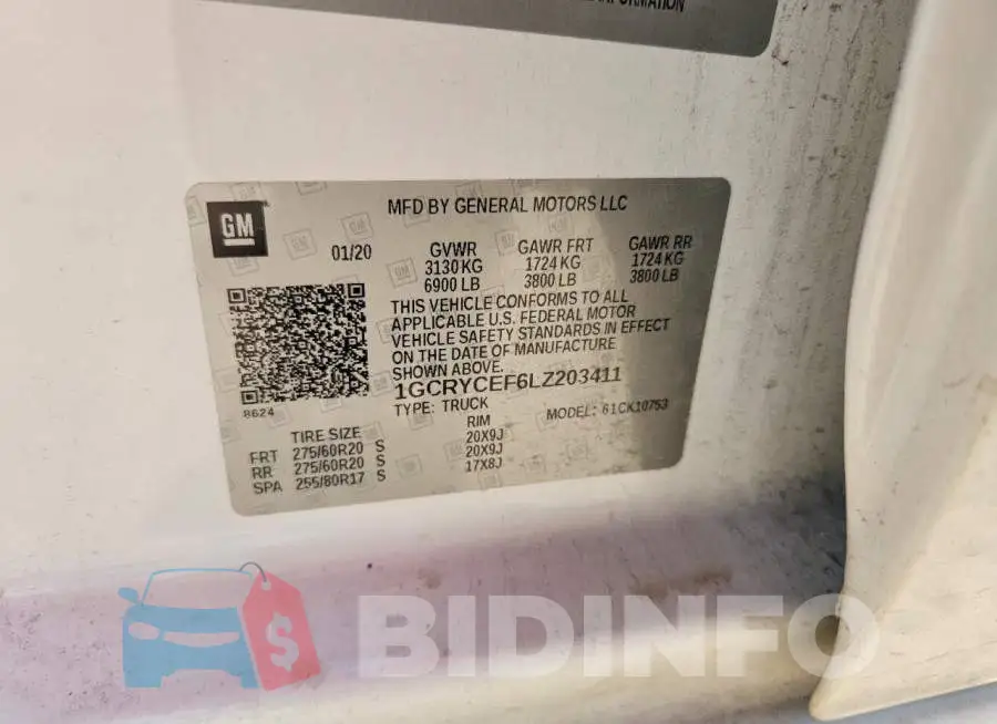 1GCRYCEF6LZ203411 Photo# 12