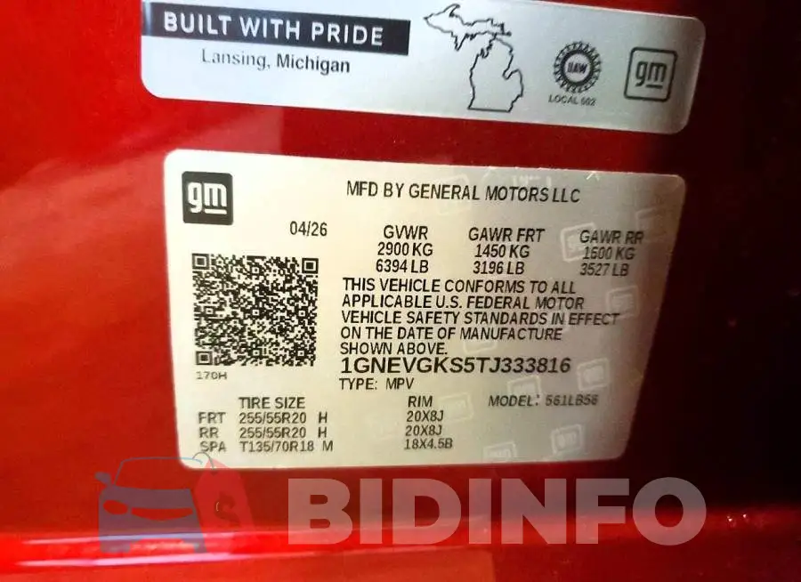 1GNEVGKS5TJ333816 Photo# 12