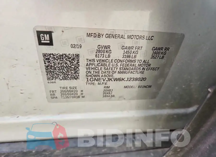 1GNEVJKW6KJ238020 Photo# 13