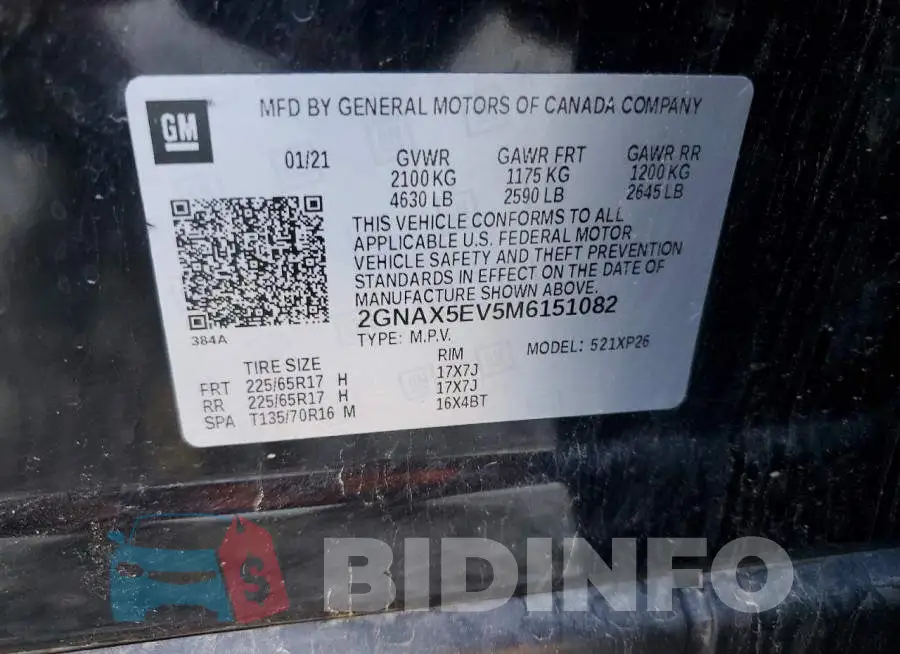 2GNAX5EV5M6151082 Photo# 12