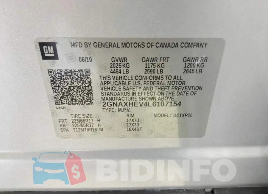 2GNAXHEV4L6107154 Photo# 13