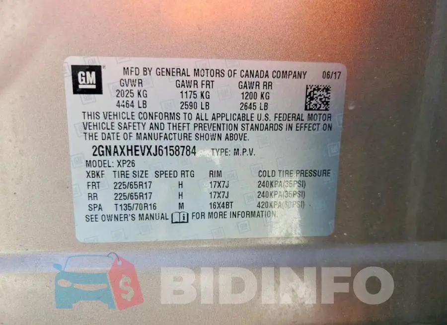 2GNAXHEVXJ6158784 Photo# 13