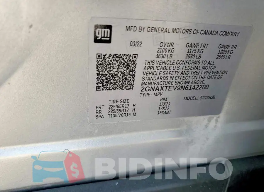 2GNAXTEV9N6142200 Photo# 13