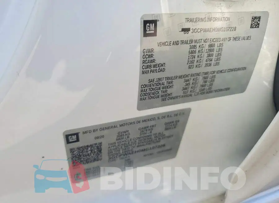 3GCPWAEH0MG107228 Photo# 13