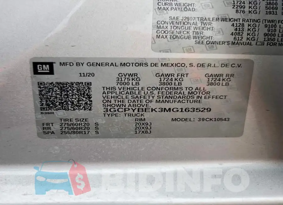 3GCPYBEK3MG163529 Photo# 12