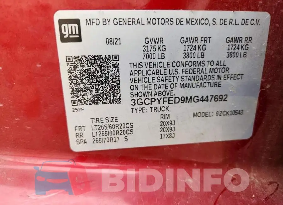 3GCPYFED9MG447692 Photo# 12
