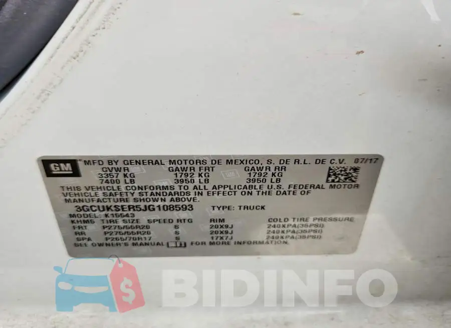 3GCUKSER5JG108593 Photo# 12