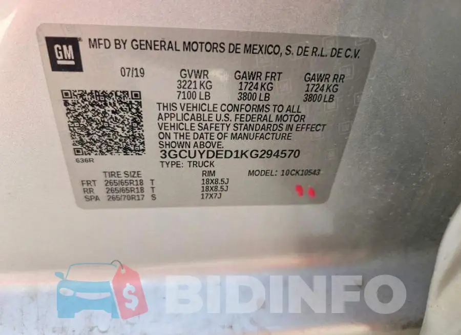 3GCUYDED1KG294570 Photo# 12
