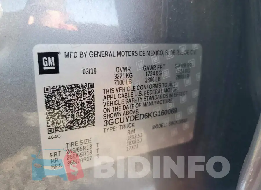 3GCUYDED6KG160069 Photo# 12