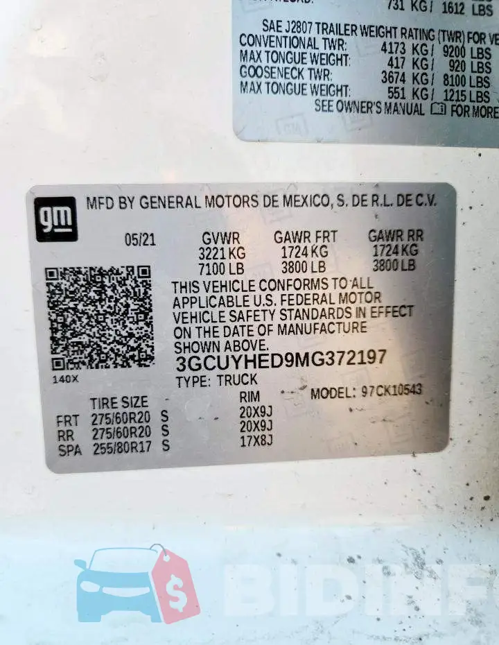 3GCUYHED9MG372197 Photo# 13