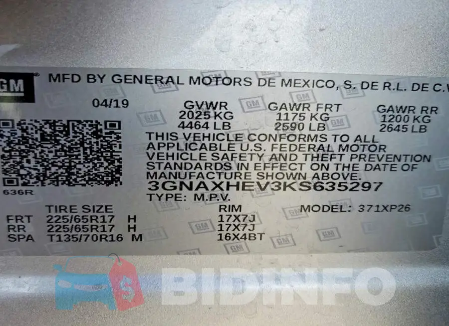 3GNAXHEV3KS635297 Photo# 14
