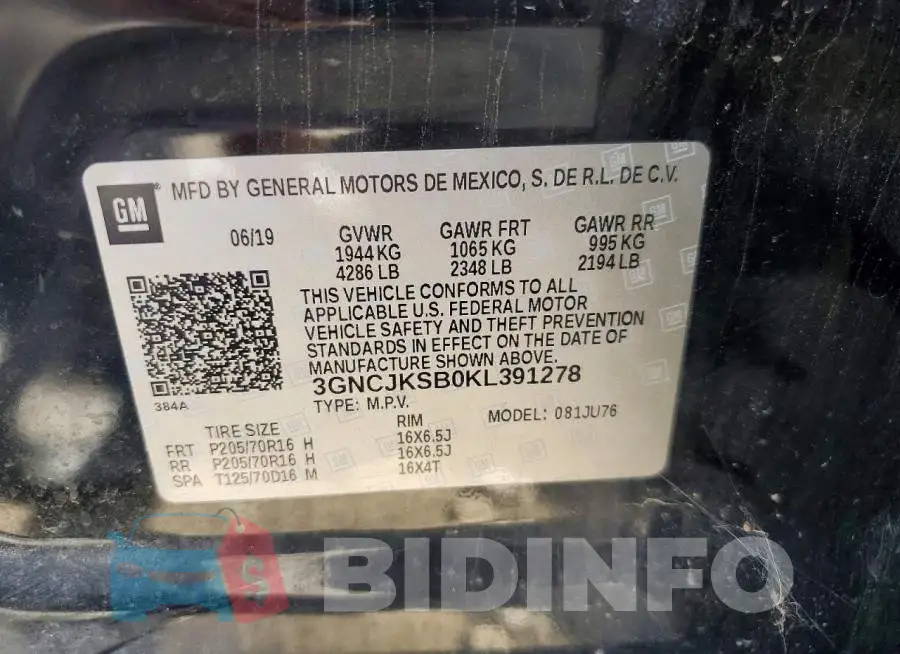 3GNCJKSB0KL391278 Photo# 13