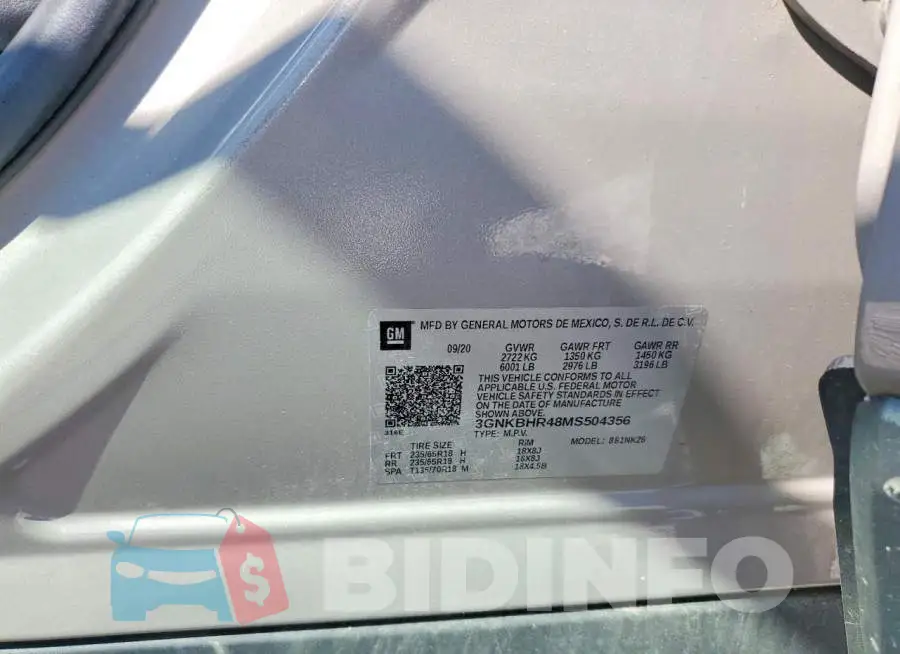 3GNKBHR48MS504356 Photo# 14