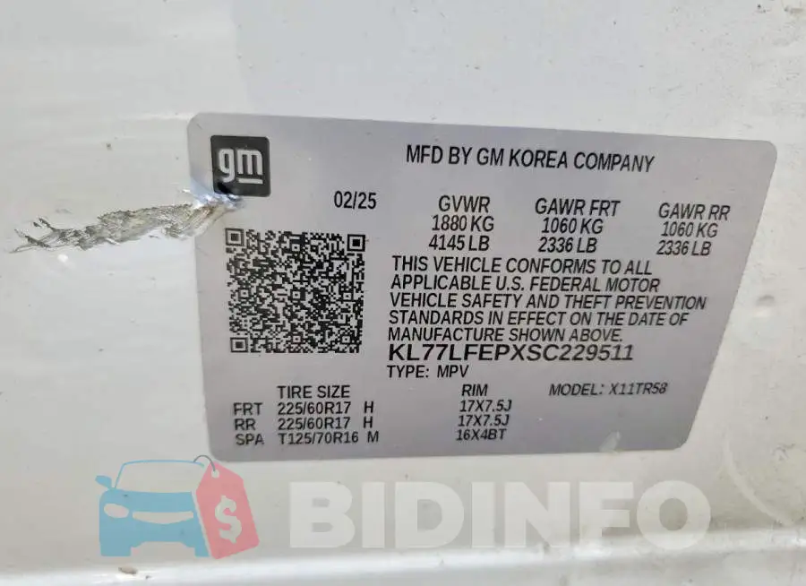 KL77LFEPXSC229511 Photo# 12