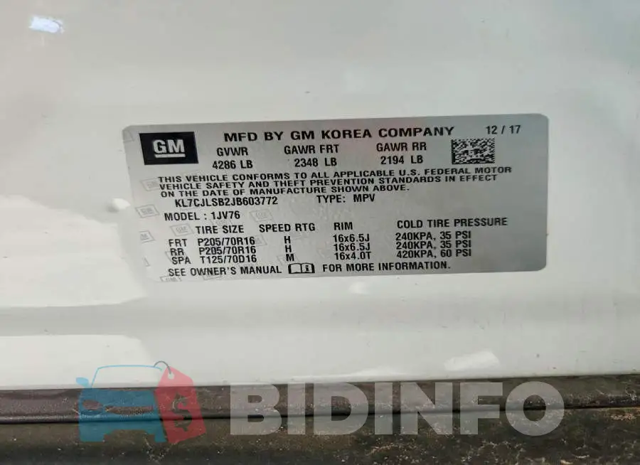 KL7CJLSB2JB603772 Photo# 12