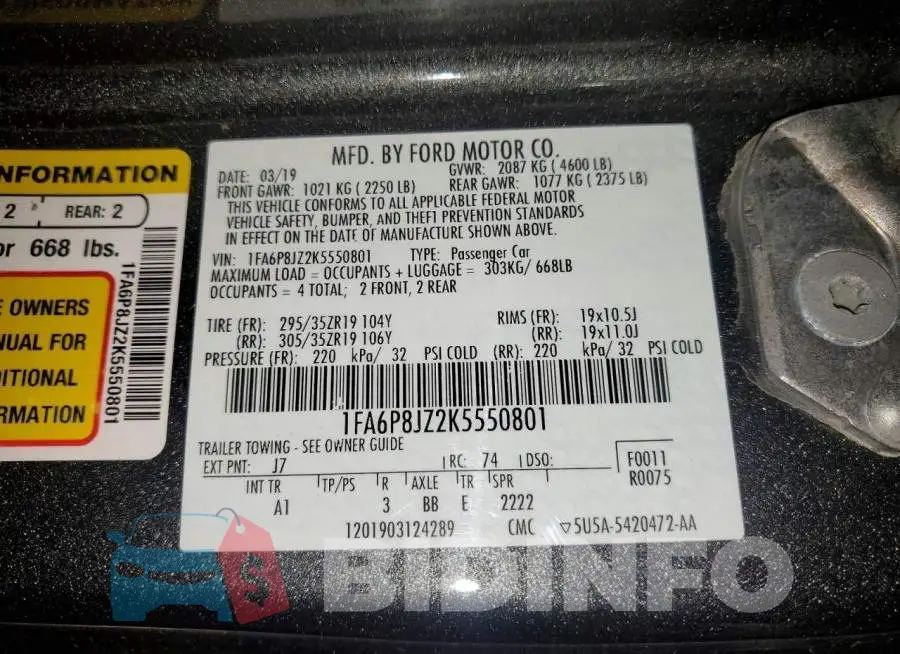 1FA6P8JZ2K5550801 Photo# 13