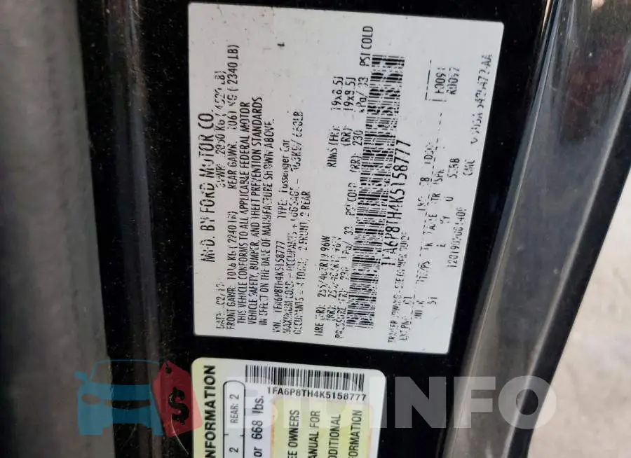 1FA6P8TH4K5158777 Photo# 12