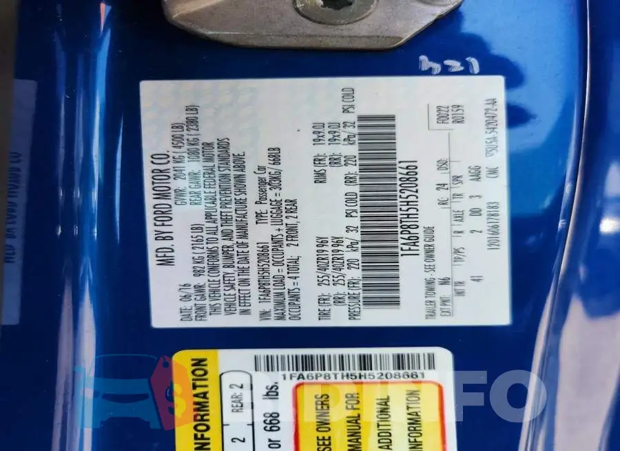 1FA6P8TH5H5208661 Photo# 13