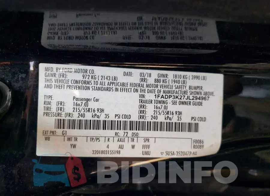 1FADP3K27JL294967 Photo# 13