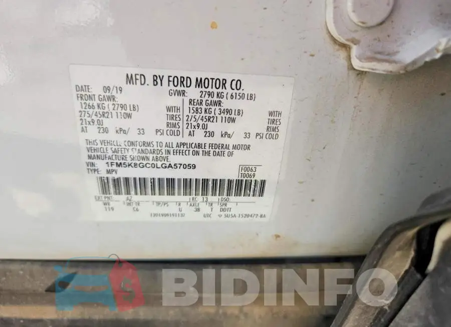 1FM5K8GC0LGA57059 Photo# 13