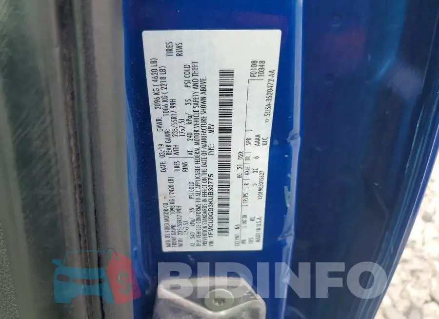 1FMCU0GD3KUB30775 Photo# 13