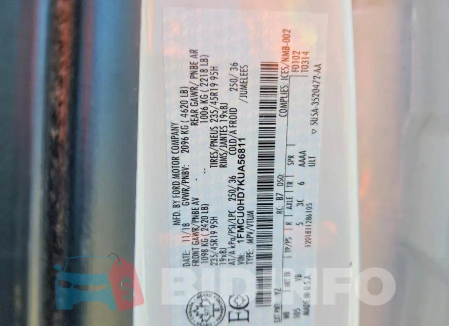 1FMCU0HD7KUA56811 Photo# 13