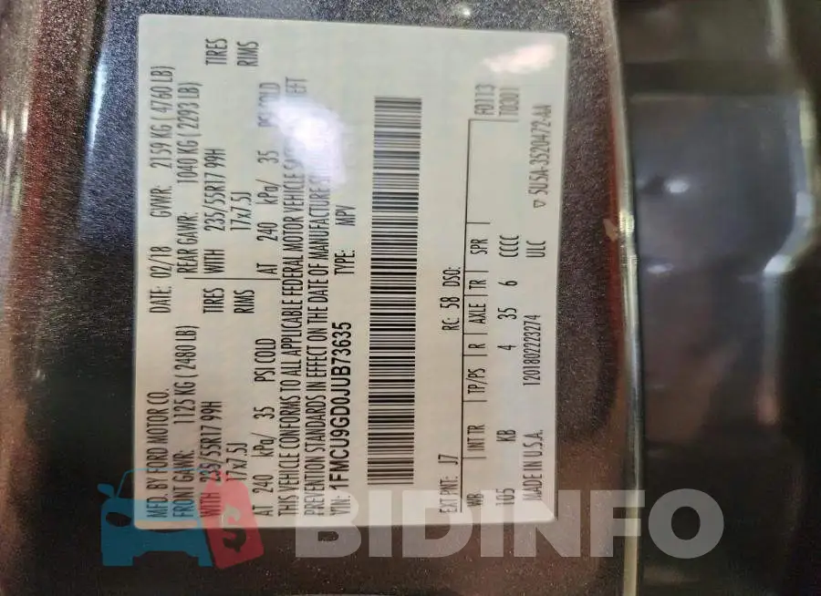 1FMCU9GD0JUB73635 Photo# 13