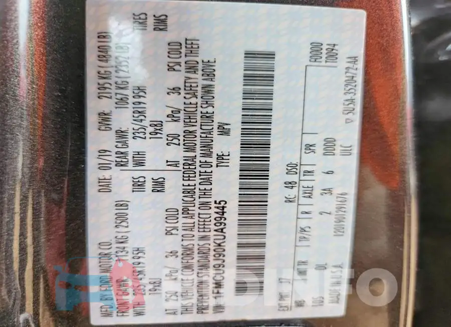 1FMCU9J90KUA99445 Photo# 13