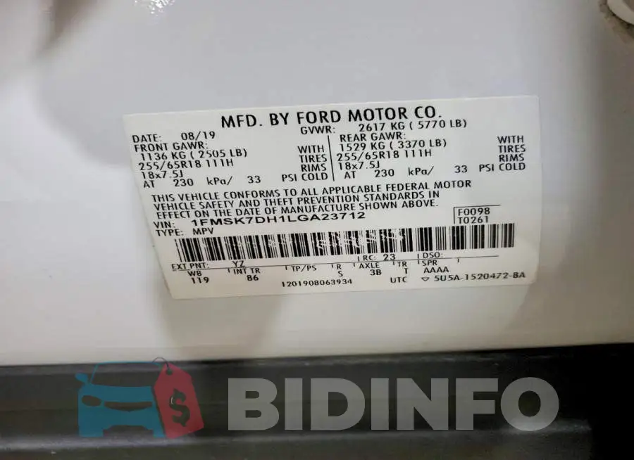 1FMSK7DH1LGA23712 Photo# 13