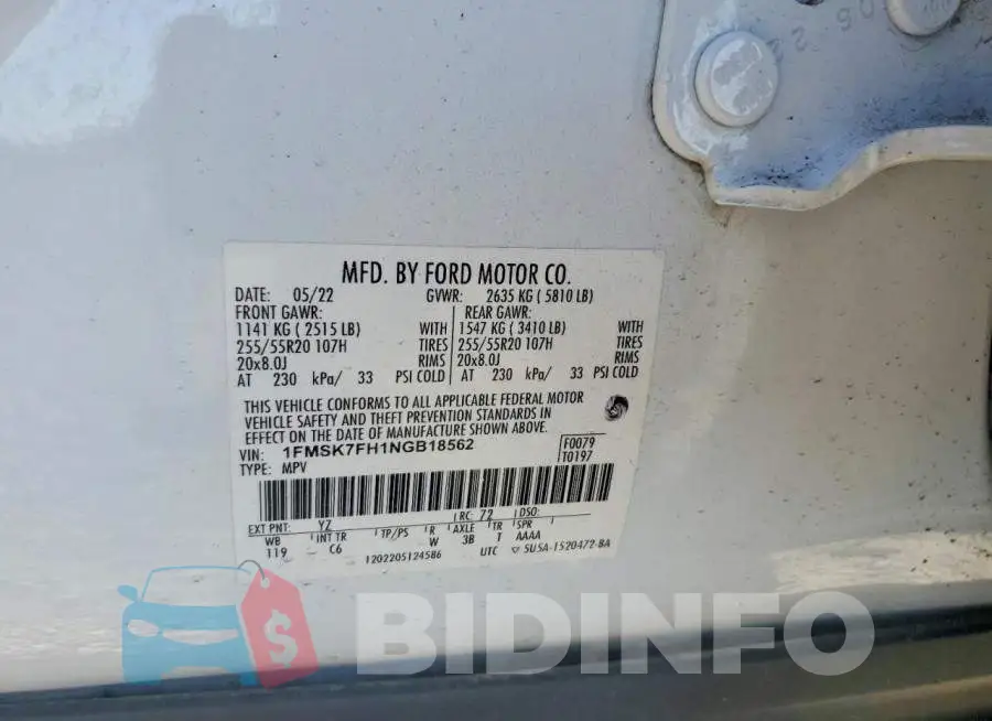 1FMSK7FH1NGB18562 Photo# 13