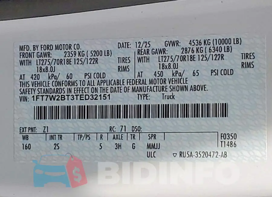 1FT7W2BT3TED32151 Photo# 12
