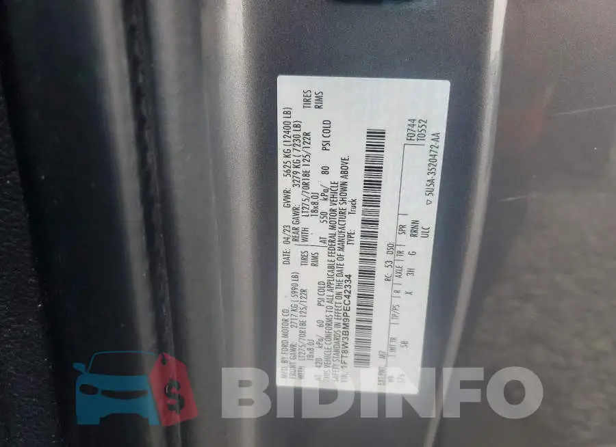 1FT8W3BM9PEC42334 Photo# 12