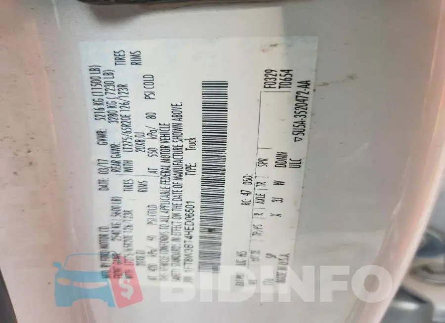 1FT8W3BT4HED06501 Photo# 12
