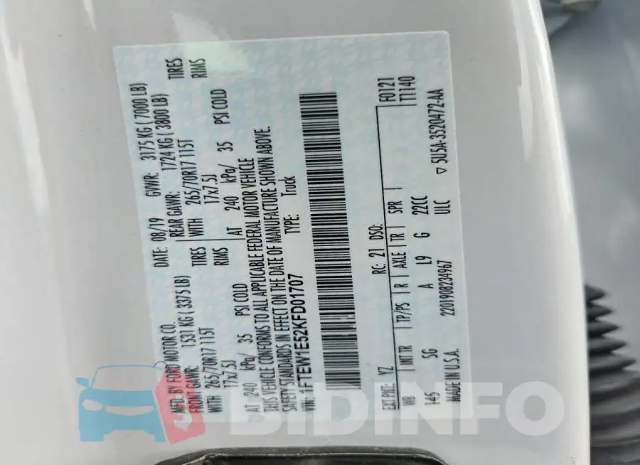 1FTEW1E52KFD01707 Photo# 12