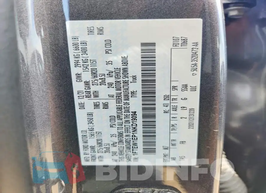 1FTEW1EP1NKD19094 Photo# 12